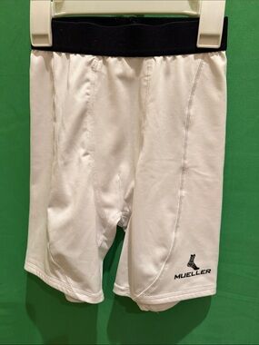 Youth White Compression Shorts with Black Waistband